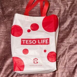 Red and White Teso Life Tote Bag
